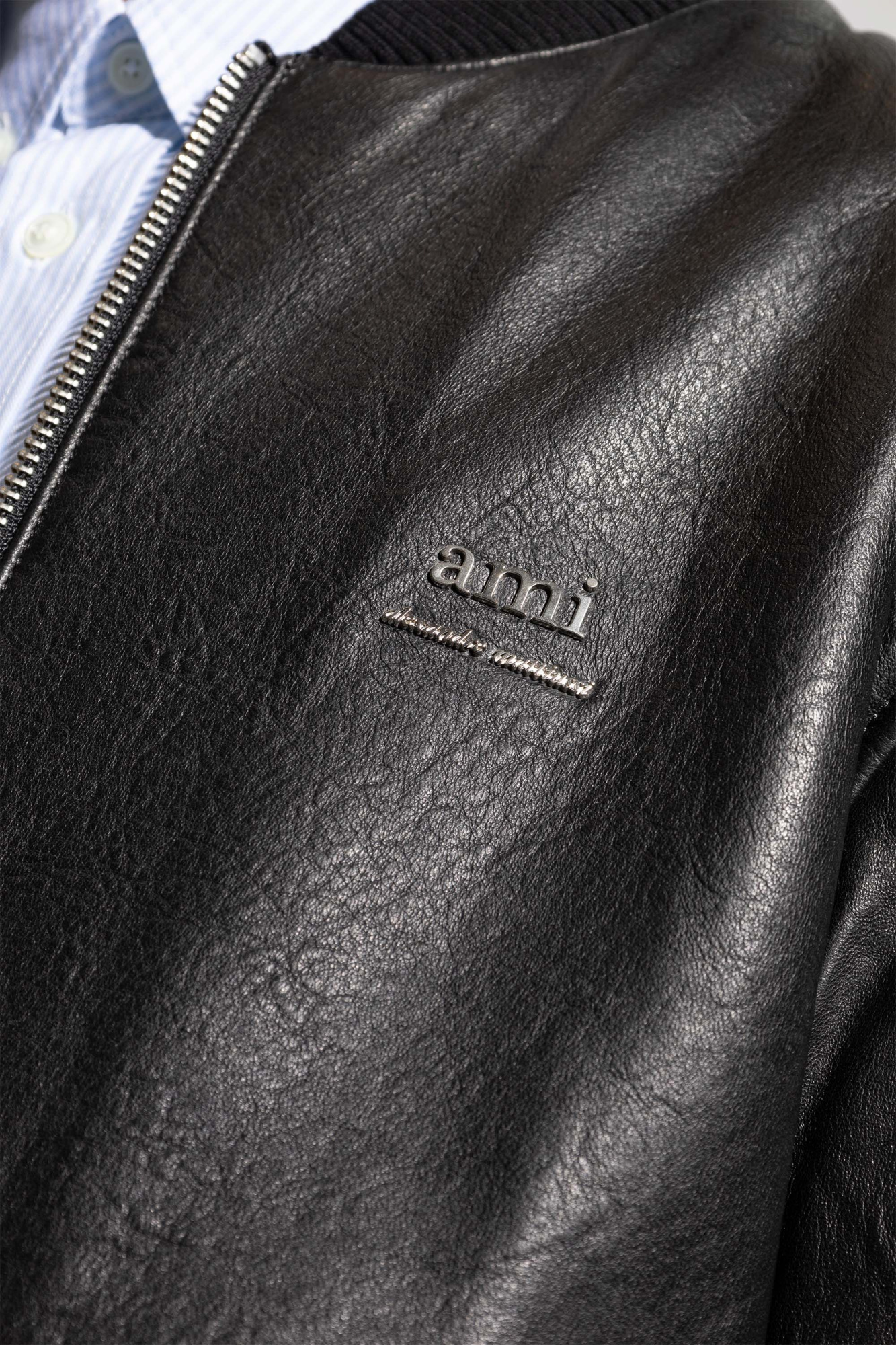 Black Leather jacket Ami Alexandre Mattiussi - Closed